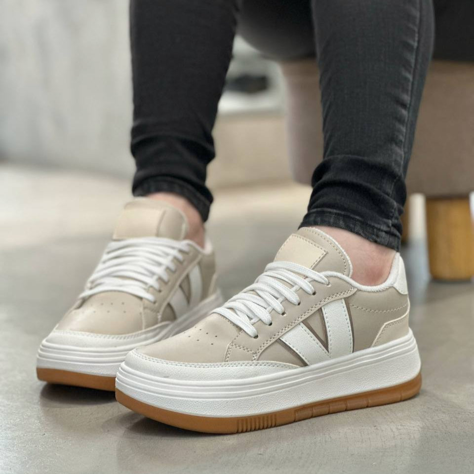 Tenis Casuales para mujer D869 Almendra