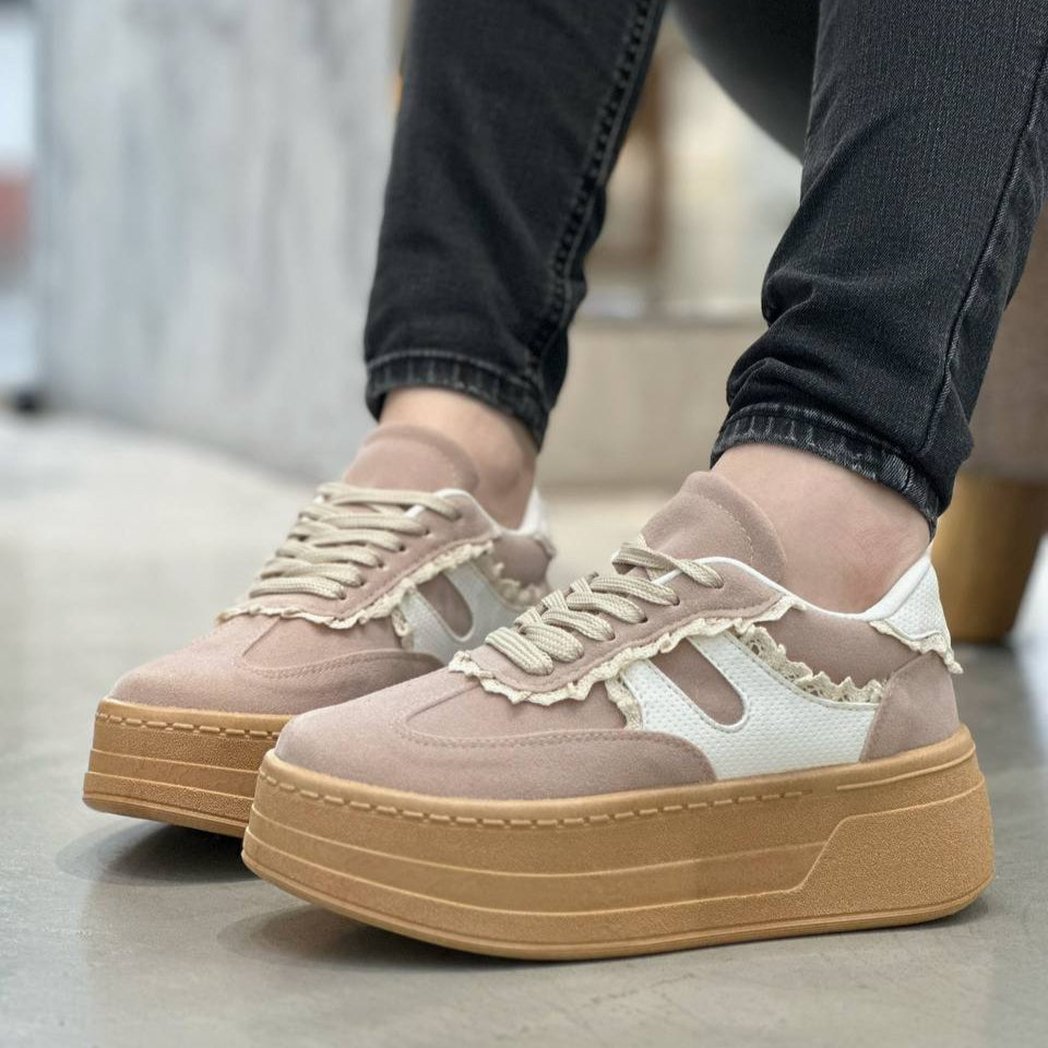 Tenis suela alta 5cm para mujer D867