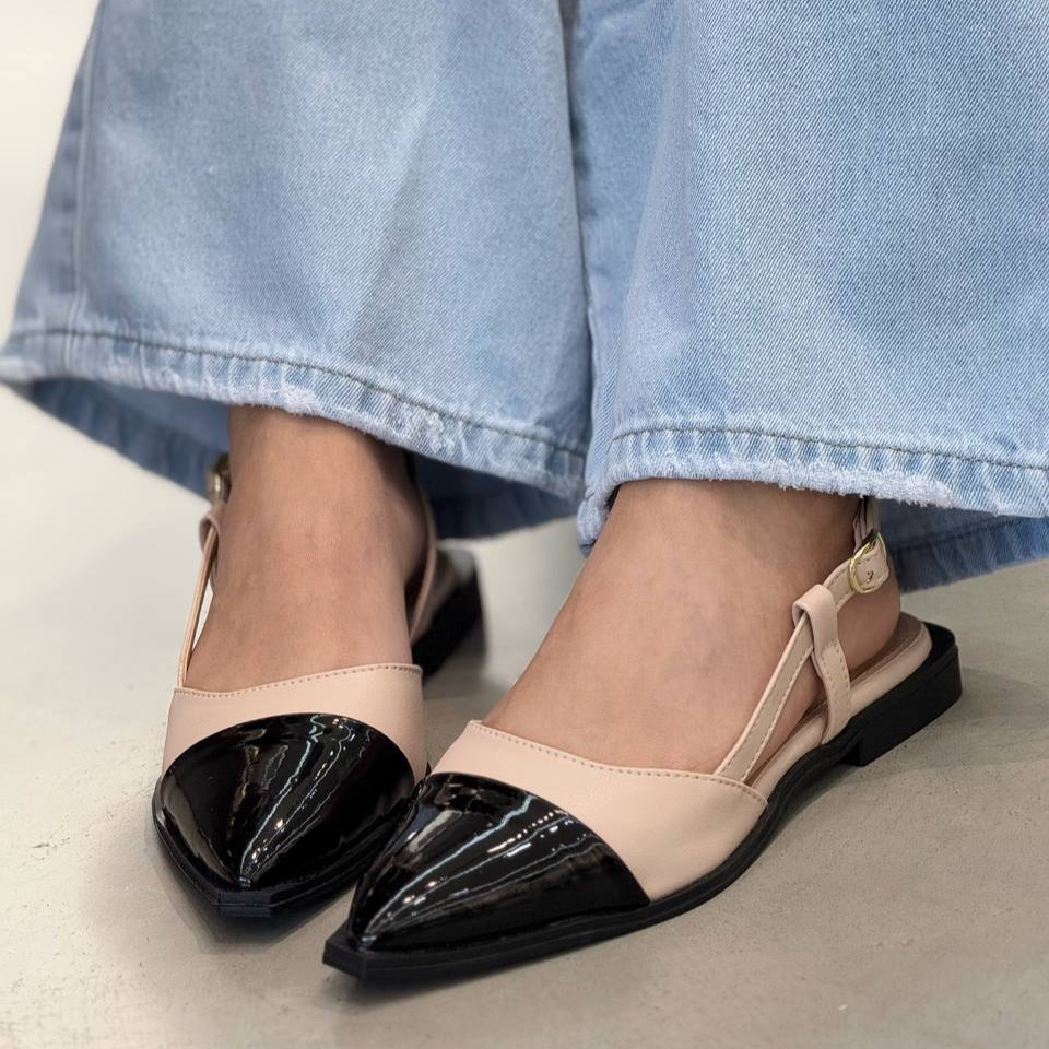 Baleta Slingback punta charol VL11 nude