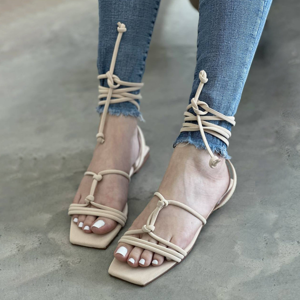 Sandalias Planas Romanas nude P1462