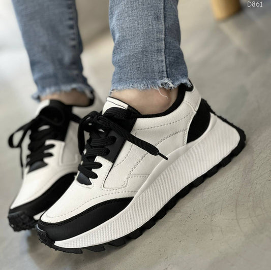 Tenis para mujer D861 Blanco x Negro
