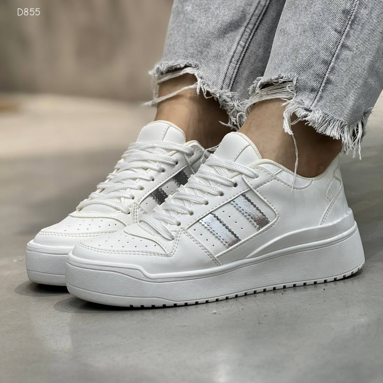 Tenis de Nueva Colección D855 Marfil x Plata