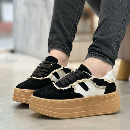 Zapatos negros suela alta 5cm para mujer D867