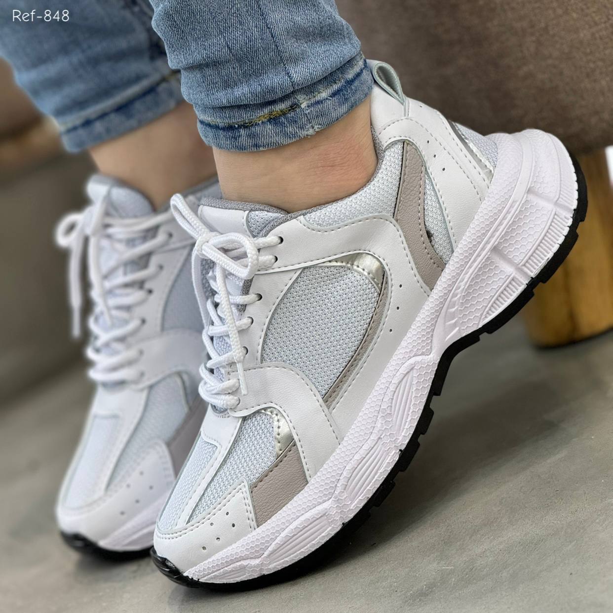 Tenis para Mujer D848 Blanco x Plata