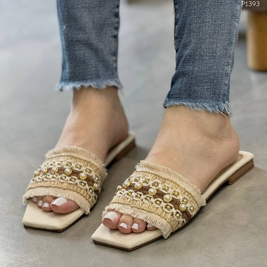 Sandalia plana P1393 Crudo