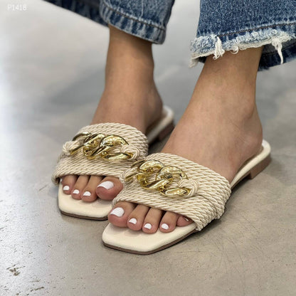 Sandalias Planas P1418 Beige