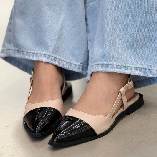 Baleta Slingback punta charol VL11 nude