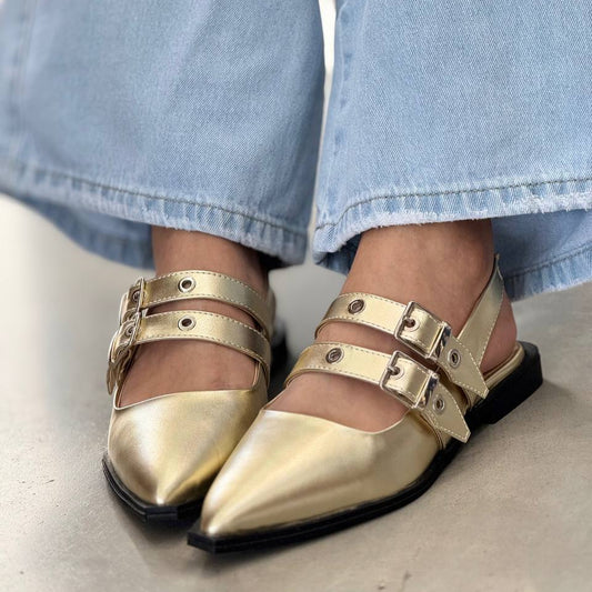 Baletas Champán doble buckle VL14