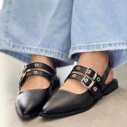 Baletas negras doble buckle VL14