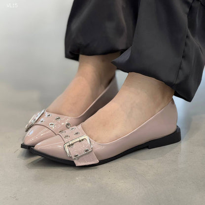 Baleta en charol hebilla deluxe VL15 nude