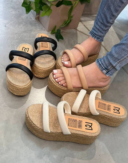 Sandalias Plataformas Bloque en Yute B504