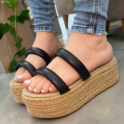 Sandalias Plataformas Bloque en Yute B504